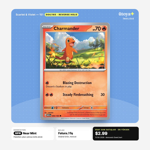 Charmander 004/165 151 Pokémon kartı