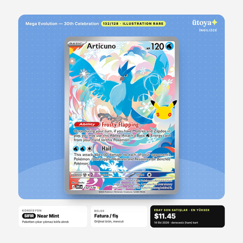 Articuno 132/128 30th Celebration Pokémon kartı