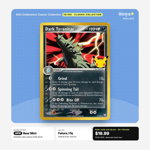Dark Tyranitar 19/109 30th Classic Collection Pokémon kartı