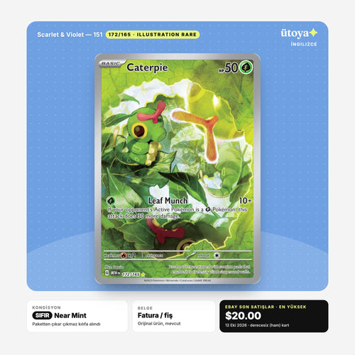 Caterpie 172/165 151 Pokémon kartı