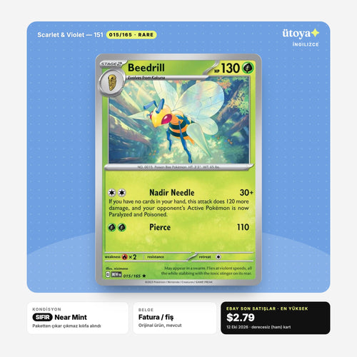 Beedrill 015/165 151 Pokémon kartı