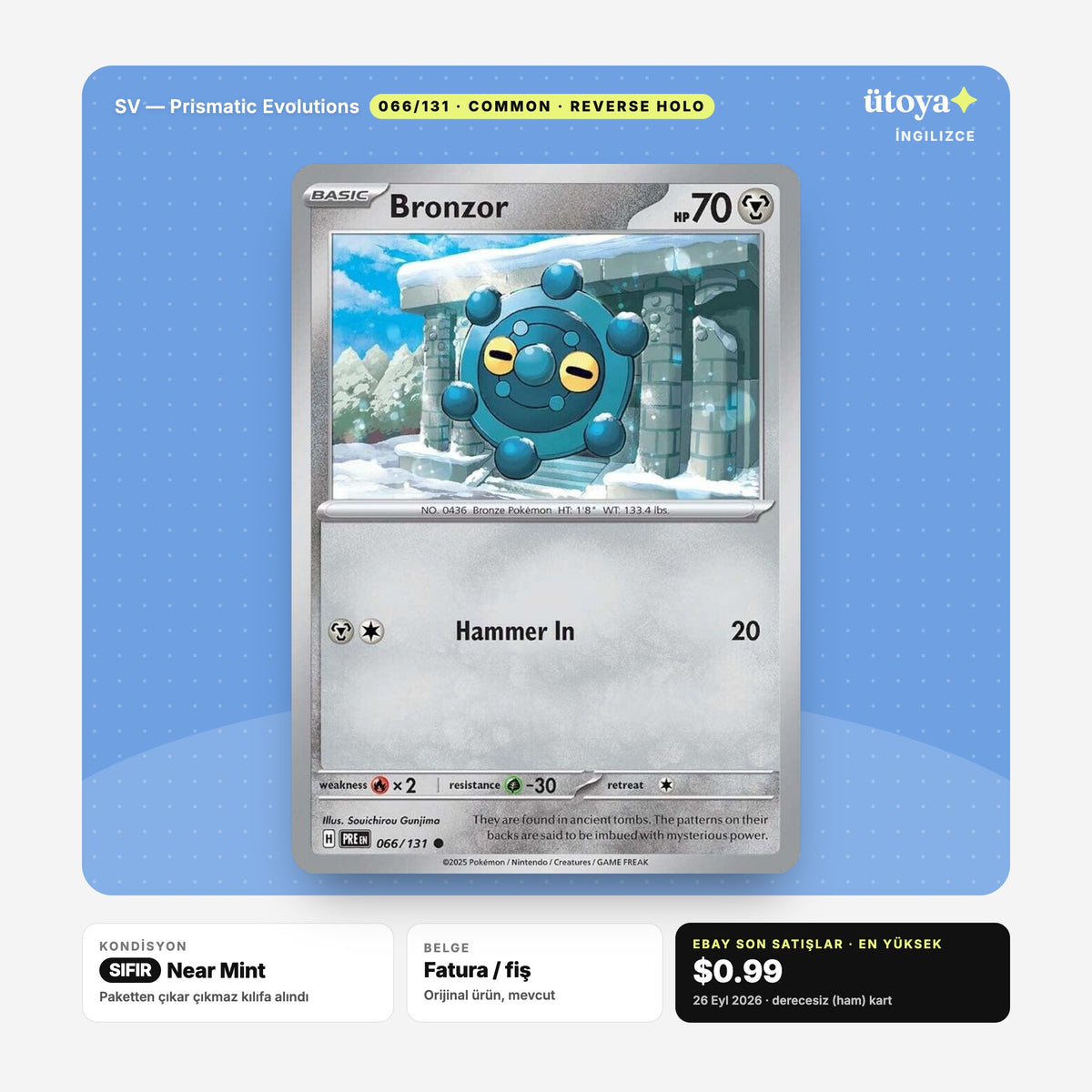 Bronzor 066/131 Prismatic Evolutions Pokémon kartı