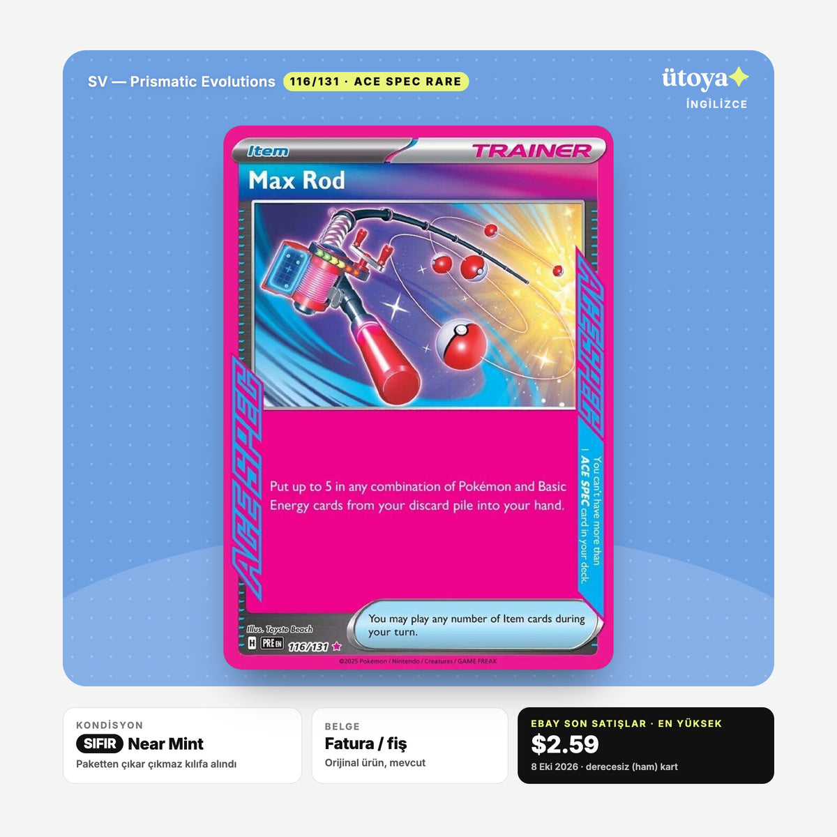 Max Rod 116/131 Prismatic Evolutions Pokémon kartı