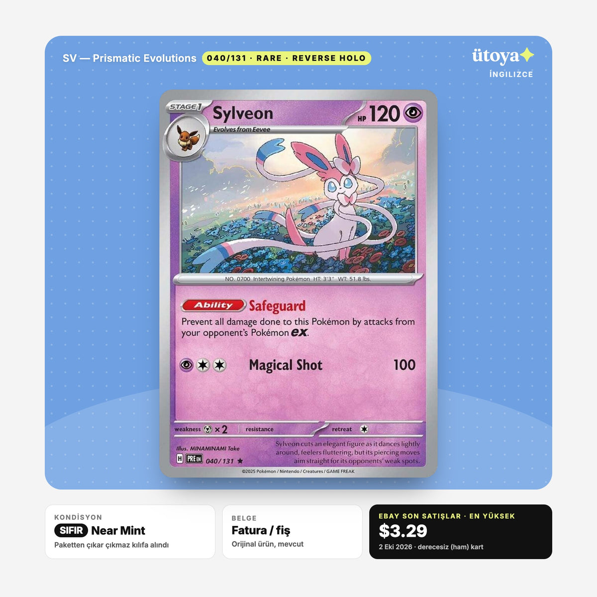 Sylveon 040/131 Prismatic Evolutions Pokémon kartı