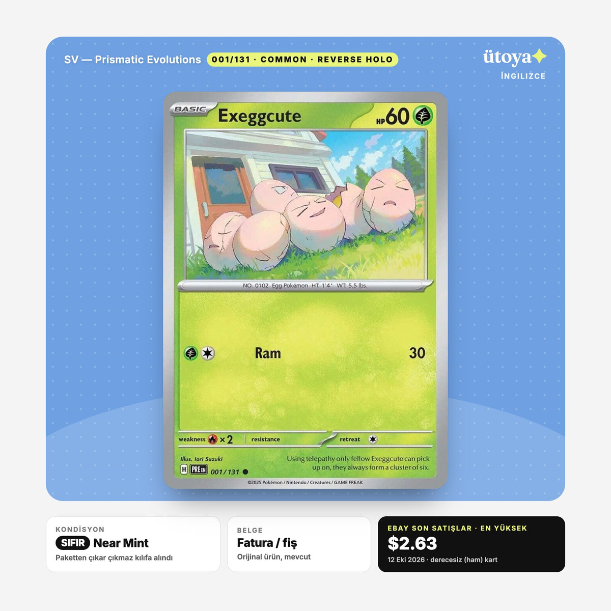 Exeggcute 001/131 Prismatic Evolutions Pokémon kartı
