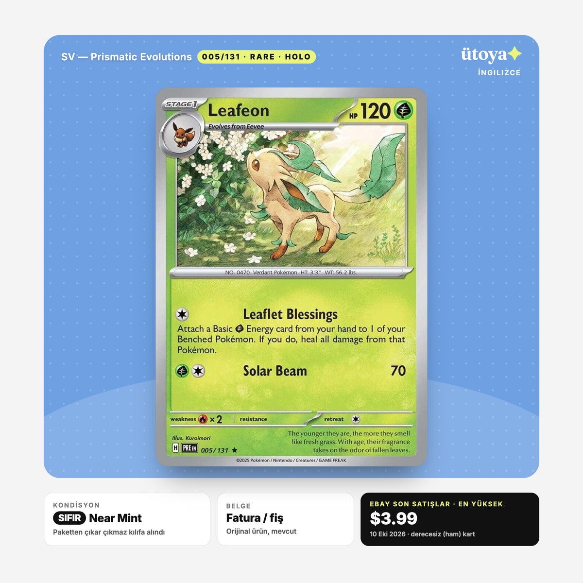 Leafeon 005/131 Prismatic Evolutions Pokémon kartı