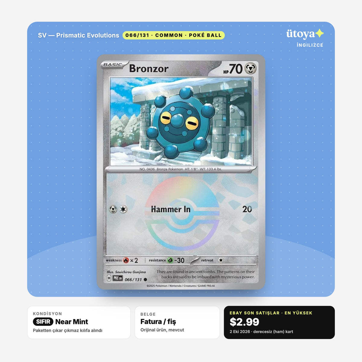 Bronzor 066/131 Prismatic Evolutions Pokémon kartı